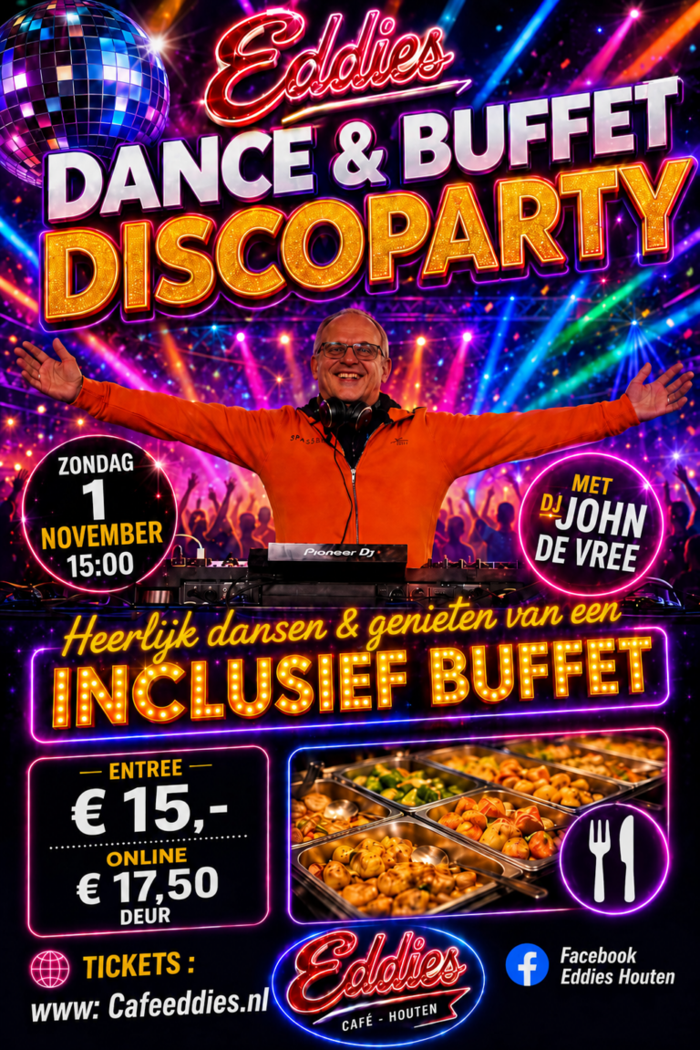 Eddies dance & buffet discoparty met DJ John de Vree — muziek in Houten