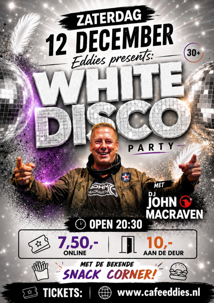 Eddies white discoparty met DJ John Macraven (dresscode white) in Houten
