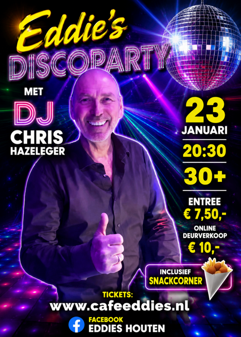 Eddies discoparty met DJ Chris — muziek in Houten